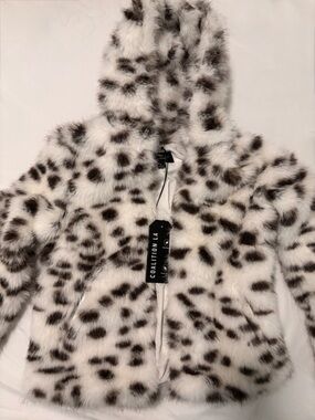 Coalition LA Faux White and Brown Fur Hooded Jacket - New